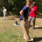 CN/IC Employees Credit Union members participate in a sack race. CN/IC Employees Credit Union