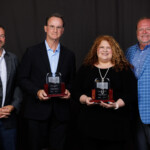 2023 Credit Union Hall of Fame inductees are Craig Peters, retired president and CEO of Enrichment Federal Credit Union, and Wanda Roberts, president and CEO of Tennessee River Federal Credit Union, accepting on her behalf was Jennifer Williams, assistant manager of Tennessee River Federal Credit Union. Jeff Merry, president and CEO of Volunteer Corporate Credit Union, and Fred Robinson, president and CEO of the League, presented the awards. Event photographer by Dan Henry Photography.