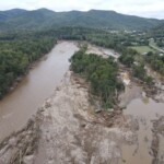 An aerial look at Unicoi County after Helene. Photo taken by the son-in-law of Amy Banks, CEO of Clinchfield Federal Credit Union in Erwin.