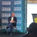 Scott Simpson, president of the California/Nevada Credit Union Leagues and Utah Credit Union Association, and Fred Robinson, president and CEO of the Tennessee Credit Union League, answer questions asked by Debbie Painter, development/advocacy specialist at the Tennessee Credit Union League.