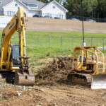 Construction equipment is ready for site prep.