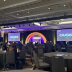 Attendees get ready for a sessional at the Congressional Caucus.