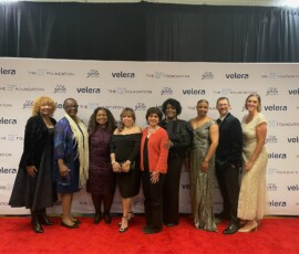 Herb Wegner dinner-Blanche Jackson (Stepping Stones CU), Sharon Bernard (Inclusiv), Pam Owens (Inclusiv), Sue Cuevas (Nueva Esperanza Community CU), Samira Rajan (Brooklyn FCU), Jackie Moore (Faith Community FCU), Michele Days (Sixth Avenue FCU), Ed Sivak (Hope Credit Union) and Cathie Mahon (Inclusiv).