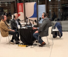 Andy Janning with Life Over Debt is interviewed during the 1934 Reception.