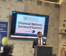 Bill Parker, director of the Tennessee Financial Literacy Commission, speaks at the Financial Wellness Scorecard Summit on Tuesday, June 9.
