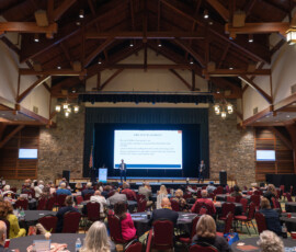 Annual Convention attendees gather in the Mills Auditorium.